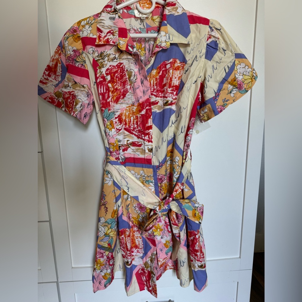 Her Destiny Coastal Belted Dress-Size L New without main tag